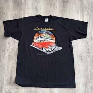 Vintage Cadillac Diner Shirt Mens XL Black Trinity Products Car 90s Tee